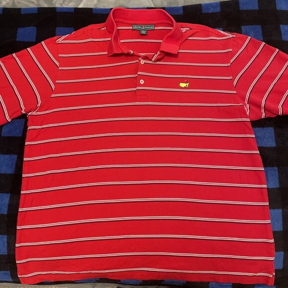 The Masters Collection Polo Shirt Red/White/Black Striped Men’s XL - Picture 2 of 4